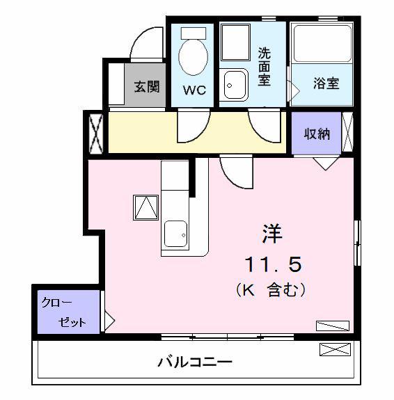 シャトレ純II(ワンルーム/1階)の間取り写真