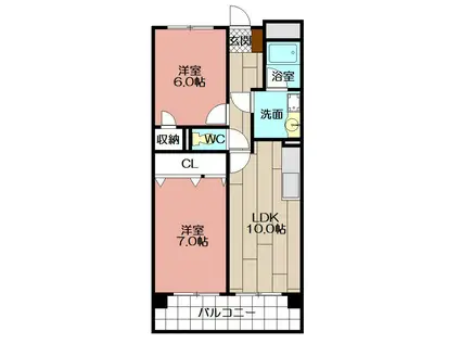 エルフ・フォレスト(2LDK/7階)の間取り写真