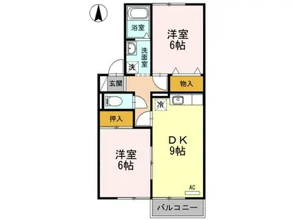 フォーラム ワーゴII(2DK/2階)の間取り写真