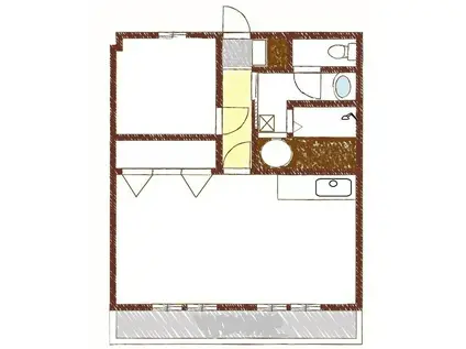 ラヴィベル東浜(1LDK/2階)の間取り写真