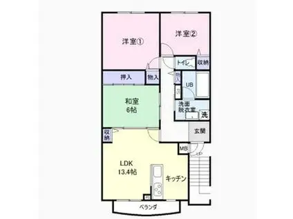 アミティ21(3LDK/2階)の間取り写真