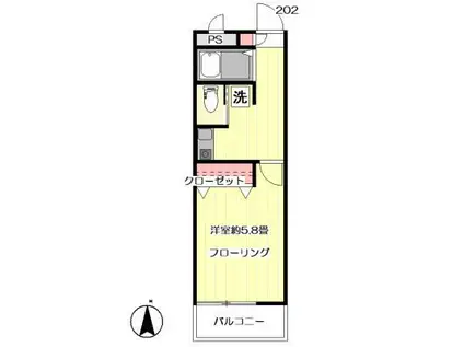 サイセリヤ目白(1K/2階)の間取り写真