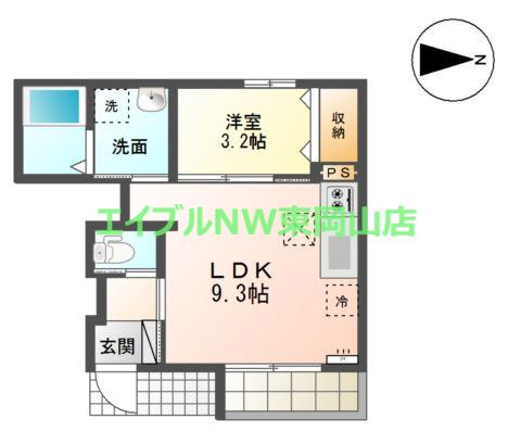 ベルフルール(1LDK/1階)の間取り写真