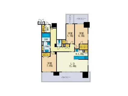 オリオンヒルズ(3LDK/14階)の間取り写真