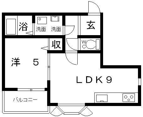 藤ヶ丘OMMビル(1LDK/2階)の間取り写真