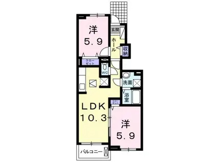 コンフォート M(2LDK/1階)の間取り写真