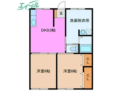 エステートピアクロダ(2DK/1階)の間取り写真