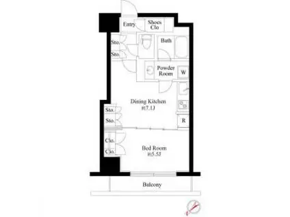 グランスイート銀座レスティモナーク(1DK/11階)の間取り写真