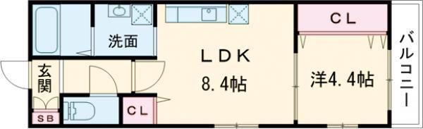 LA VIE BELLE 宝山町(1LDK/3階)の間取り写真