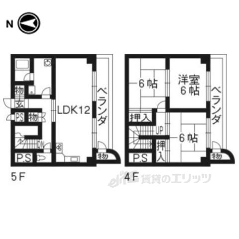 常盤マンション(3LDK/5階)の間取り写真