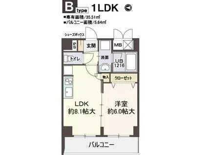 ラピスラズリ(1LDK/6階)の間取り写真