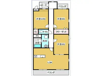 クオリティタウン上野参番館(3LDK/3階)の間取り写真