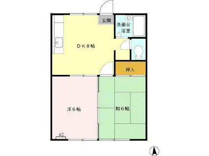 クローバーハイツ(2DK/1階)の間取り写真