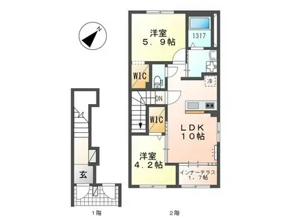 サクラテラス(2LDK/2階)の間取り写真