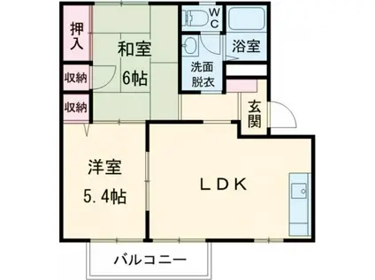 ロイヤルフジA(2LDK/2階)の間取り写真
