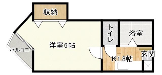 レリブ布橋(1K/1階)の間取り写真