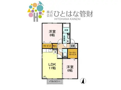 アンビックス利府 六番館(2LDK/2階)の間取り写真