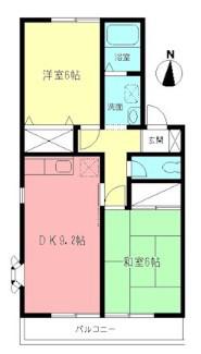 フラワーメゾン(2DK/2階)の間取り写真