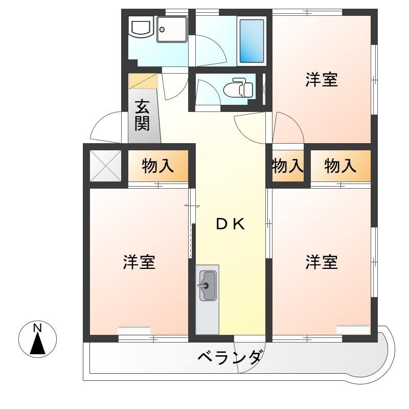 赤羽ハイツ2号棟(3DK/2階)の間取り写真