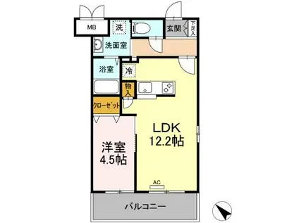 CASA FELICE(1LDK/1階)の間取り写真