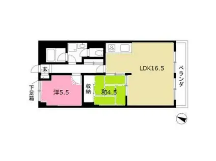 赤城パークマンション(2LDK/2階)の間取り写真