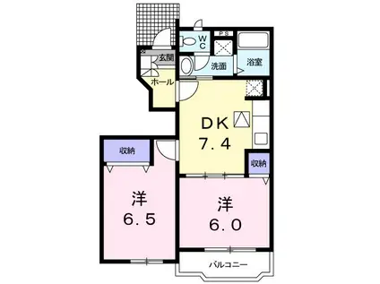 トゥー・ル・モンドB(2DK/1階)の間取り写真