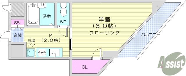 荒巻壱番館(1K/3階)の間取り写真