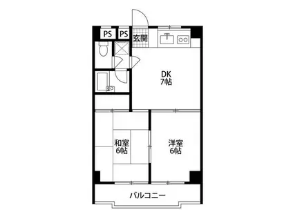 アミニティ栄(2DK/3階)の間取り写真