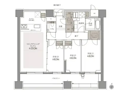 橦木町レジデンス THE FUDE(4LDK/8階)の間取り写真