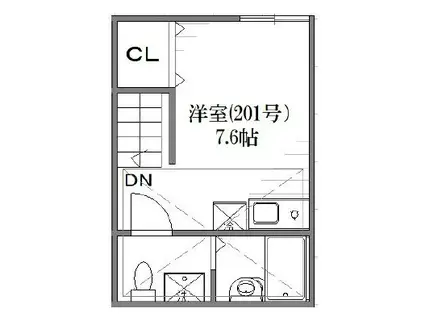 ダンズM中野(ワンルーム/2階)の間取り写真