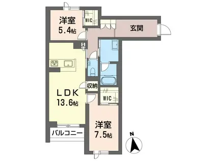 エーゲリア(2LDK/2階)の間取り写真