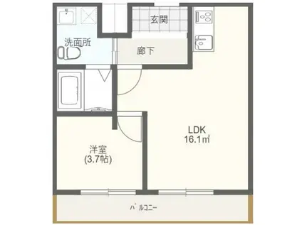 ミッドタウン原市(1LDK/3階)の間取り写真
