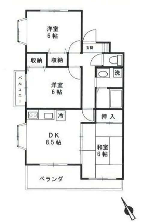 エアフォルク細山 3階階 間取り