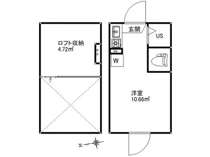 フェリスコサージュ(ワンルーム/2階)の間取り写真