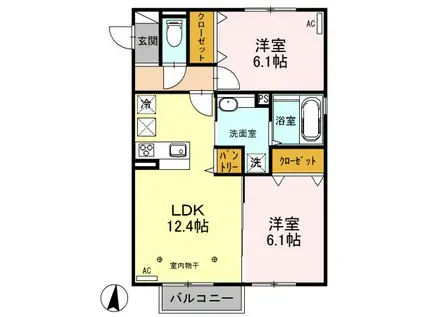 ラ・ポーテA(2LDK/1階)の間取り写真