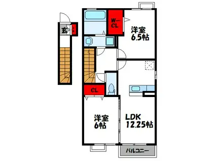スカイフィールド(2LDK/2階)の間取り写真