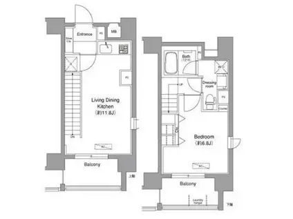 ドゥーエ月島(1LDK/9階)の間取り写真