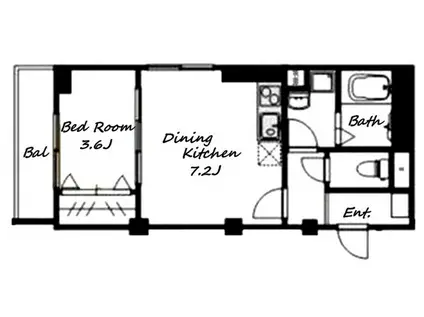 アイボリーハウス恵比寿(1DK/1階)の間取り写真