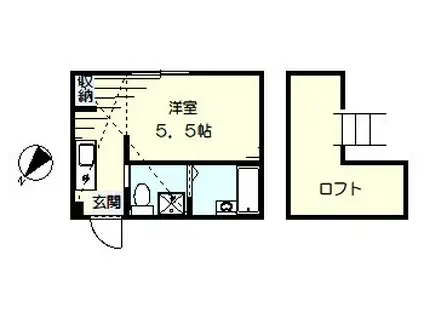 アルティス西横浜(ワンルーム/2階)の間取り写真