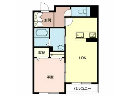 リメインらかん W棟・S棟・E棟(1LDK/2階)の間取り写真