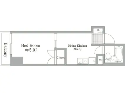 ライオンズマンション新宿御苑前NO2(1DK/6階)の間取り写真