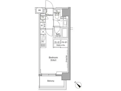 ザパークハビオ月島フロント(ワンルーム/8階)の間取り写真
