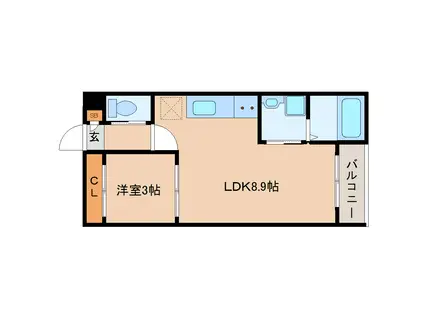 LEXT五十人町(1LDK/3階)の間取り写真