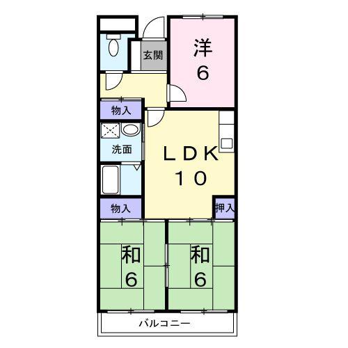 ヴィルフォーレミチハタ(3LDK/2階)の間取り写真