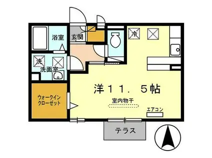 マイ・ピエス・ヒロ(ワンルーム/1階)の間取り写真