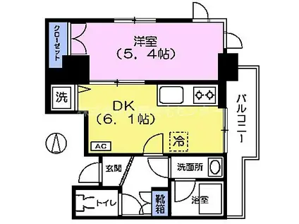 エターナル桜台(1DK/9階)の間取り写真