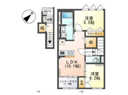 レガロ到津(2LDK/2階)の間取り写真