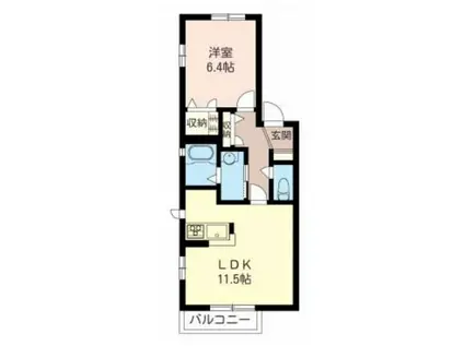 シャトル臼居(1LDK/1階)の間取り写真