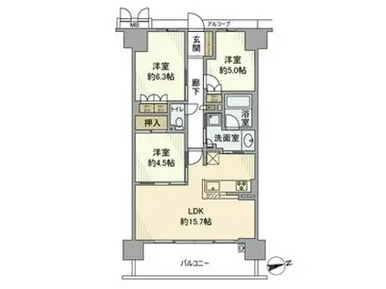 MIRAIMO SQUARE(2LDK/8階)の間取り写真