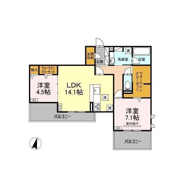 DIOSPERSIMMON長泉 II棟(2LDK/1階)の間取り写真